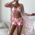 thumbnail image 1 of UJJHMRR Bikini New Summer Women Sexy 3 Pieces Suit Floral Print Swimwear Drawstring Bikini SeT Holiday Beachwear Bodysuit Overall Swimsuit, 1 of 7