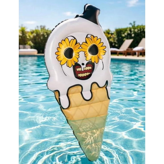 New Summerween Terrifier Art Scary Clown Ice Cream Inflatable Pool Float Novelty Outdoor Water Accessory, Halloween Collectible Decorative