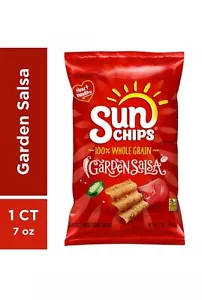 ??New Sun Chips Garden Salsa Tomato Green Pepper Whole Grain Healthy Snacks 7Oz