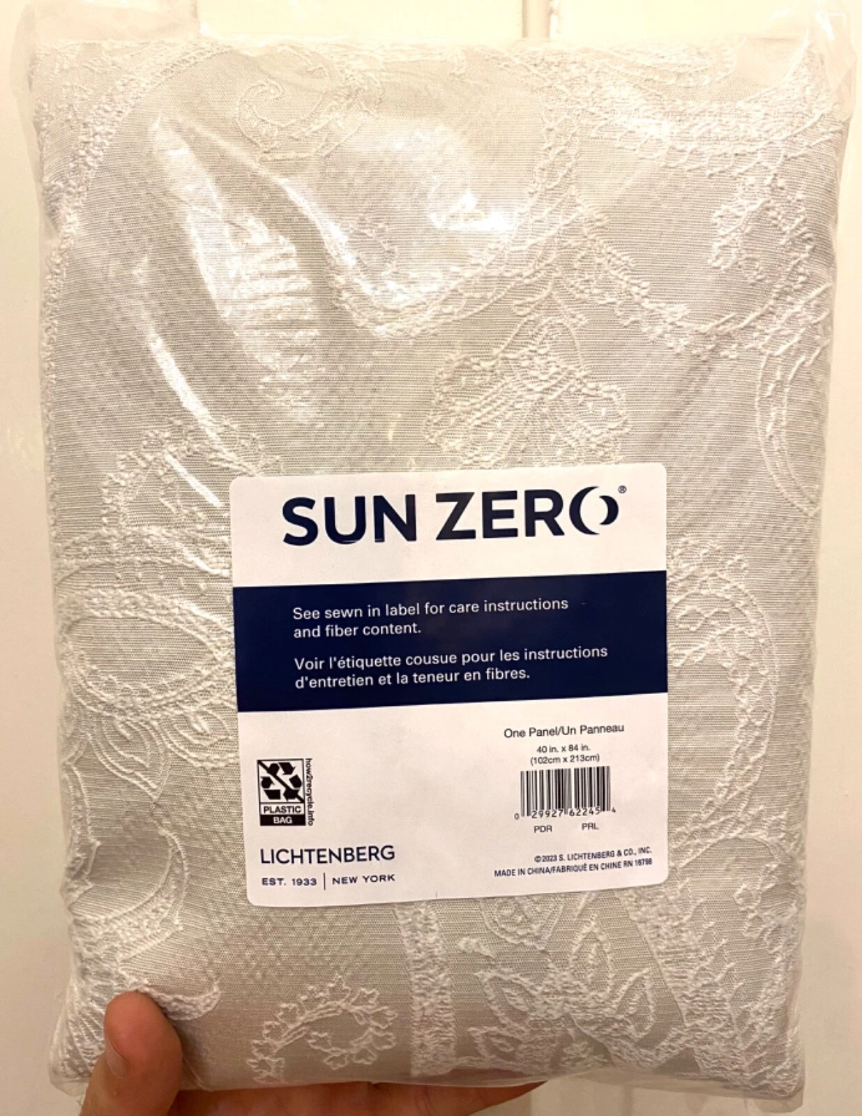New Sun Zero Gray White Embroidered Curtain Lichtenberg One Panel 40 X 84 Nice!!