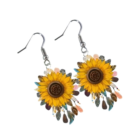 New Sunflowers Inspired Earrings Vibrant Acrylic Craftsmanship Everyday Elegant Jewelry Stylish Ear Accessories