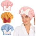 thumbnail image 1 of New Super Absorbent Hair Towel Wrap for Wet Hair, Commonlyto Towel, Microfiber Hairs Drying Caps, Cute Bow Dry Hairs Hat Quick Dry Towels(3pcs-b), 1 of 6