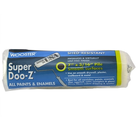 Wooster 7" Paint Roller Cover, 3/16" Nap, Woven Fabric R206-7