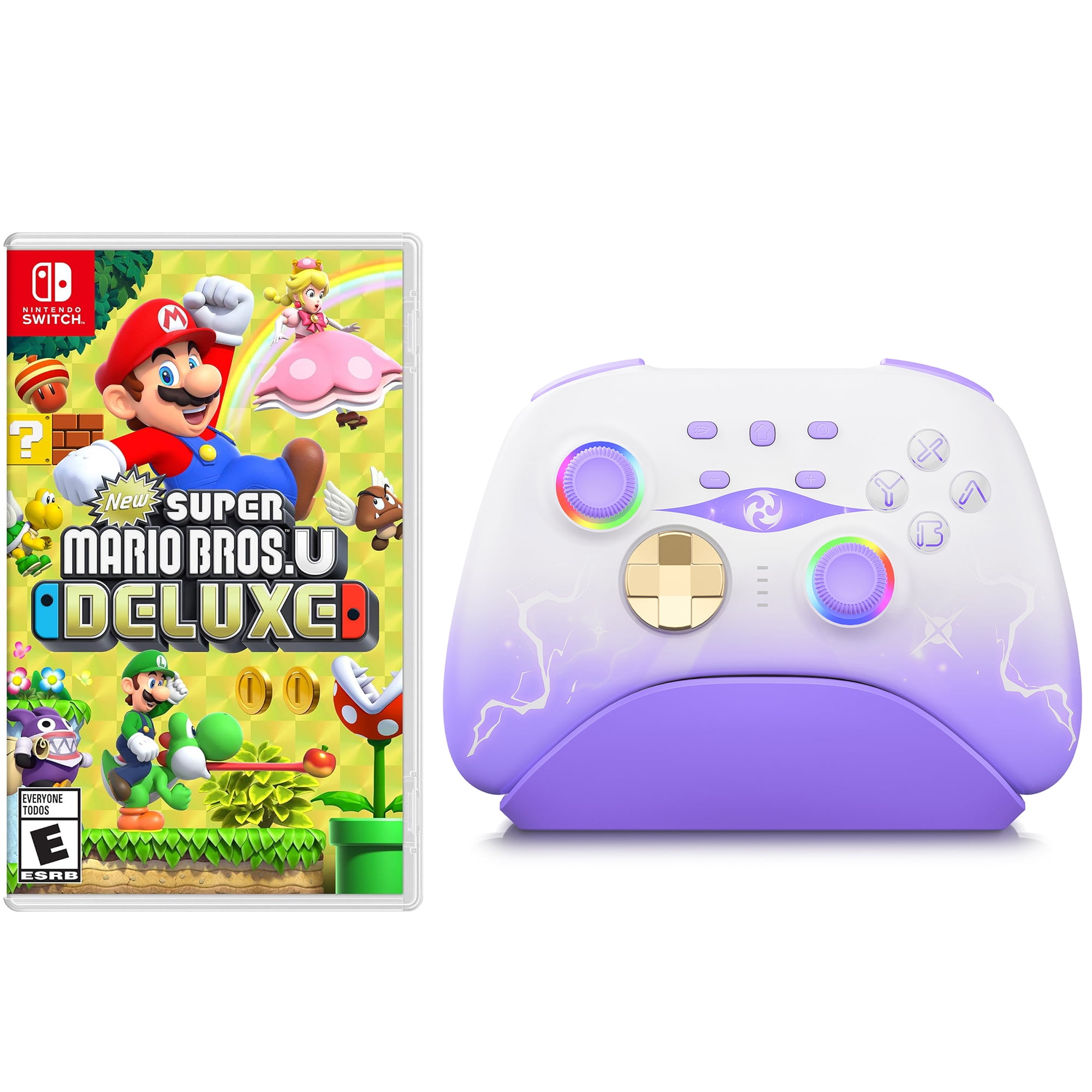 New Super Mario Bros. U Deluxe Game Disc and Upgraded Switch Pro Controller for Nintendo Switch PC IOS Android Steam with Hall Effect Joysticks Triggers Purple Walmart