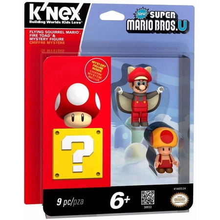 New Super Mario Bros U Flying Squirrel Mario, Fire Toad & Mystery Figure 3-Pack