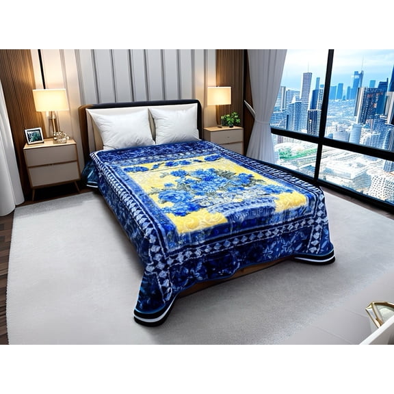 New Super Soft 2Side 2Ply Mink Style Reversible Queen Size Blanket 75X876.5lbs