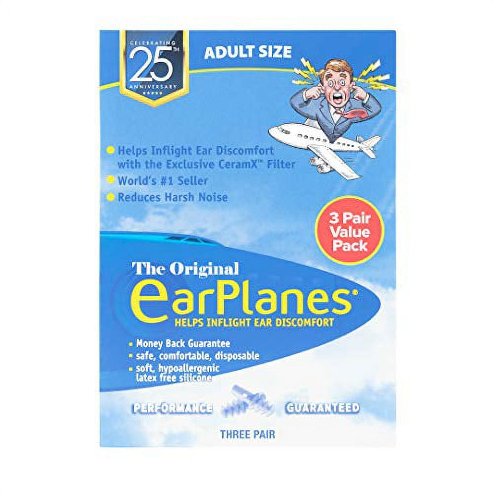 New Super Soft Adult EarPlanesÂ® Ear Plugs Airplane Travel Ear