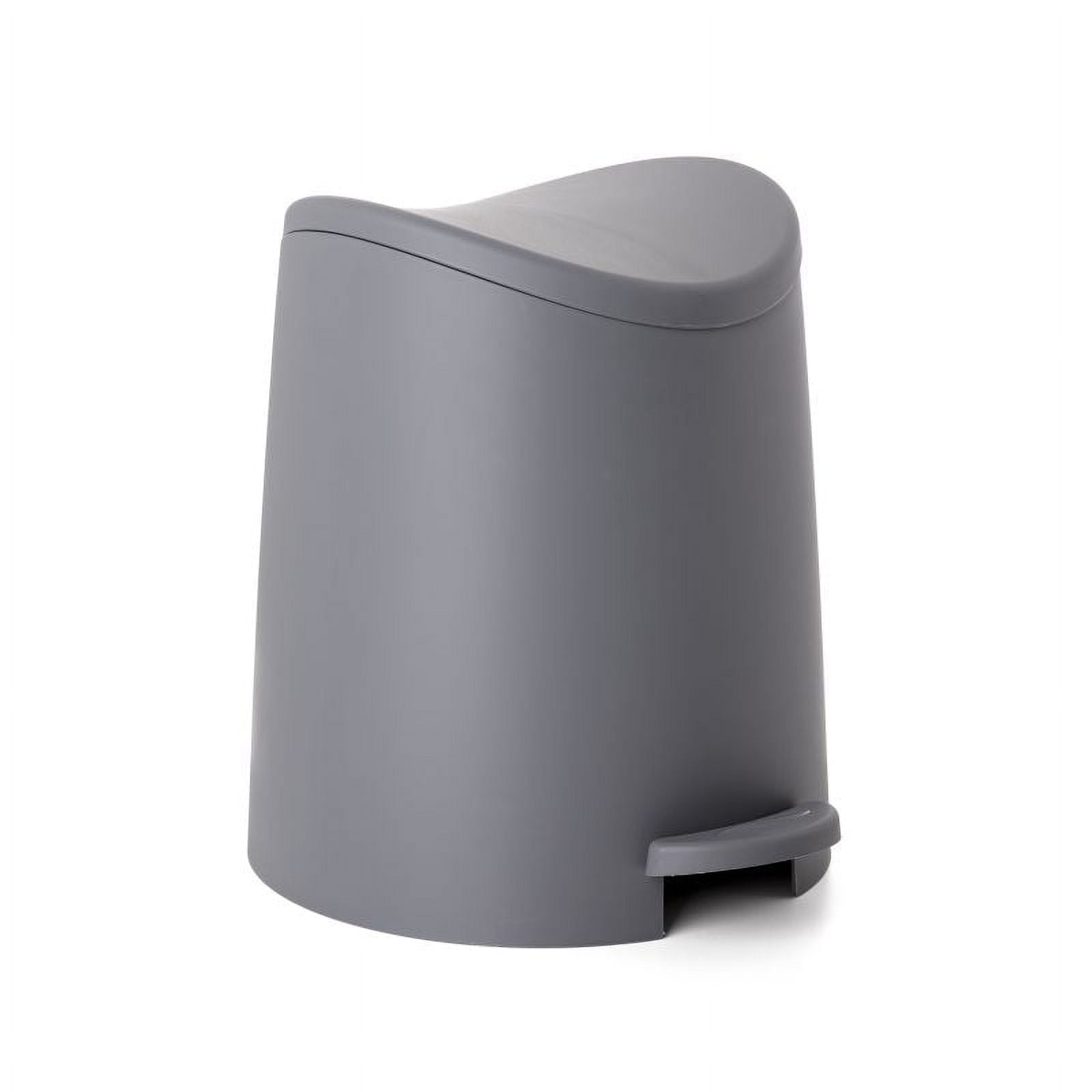 Gray Plastic Mini Bathroom Trash Can with Pedal