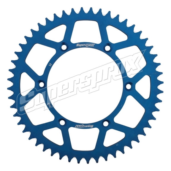New Supersprox Blue Aluminum Sprocket, 52T, Chain Size 520, Ral-245-52-Blu