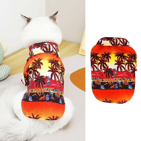 New Sweet Cute Pet Clothes Pet Summer T Shirts Hawaii Style Floral Cat Shirt Hawaiian Printed Pet T Shirts Breathable Cool Clothes Beach Seaside Puppy Shirt Sweatshirt For Small Cat