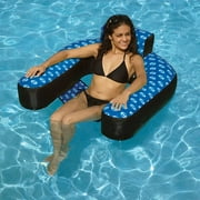 SOLSTICE By SWIMLINE 15120 Extra-Large Fabric Covered U-Seat Inflatable Pool Float Lounger | Comfortable Sling Seat, Back Rest, Cup Holder, Dry Cover | Floatie Pool Party Beach Lake Durable