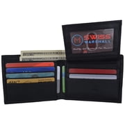 New Swiss Marshall Premium Leather Bifold Mens RFID Blocking Removable Credit Card ID Holder Wallet