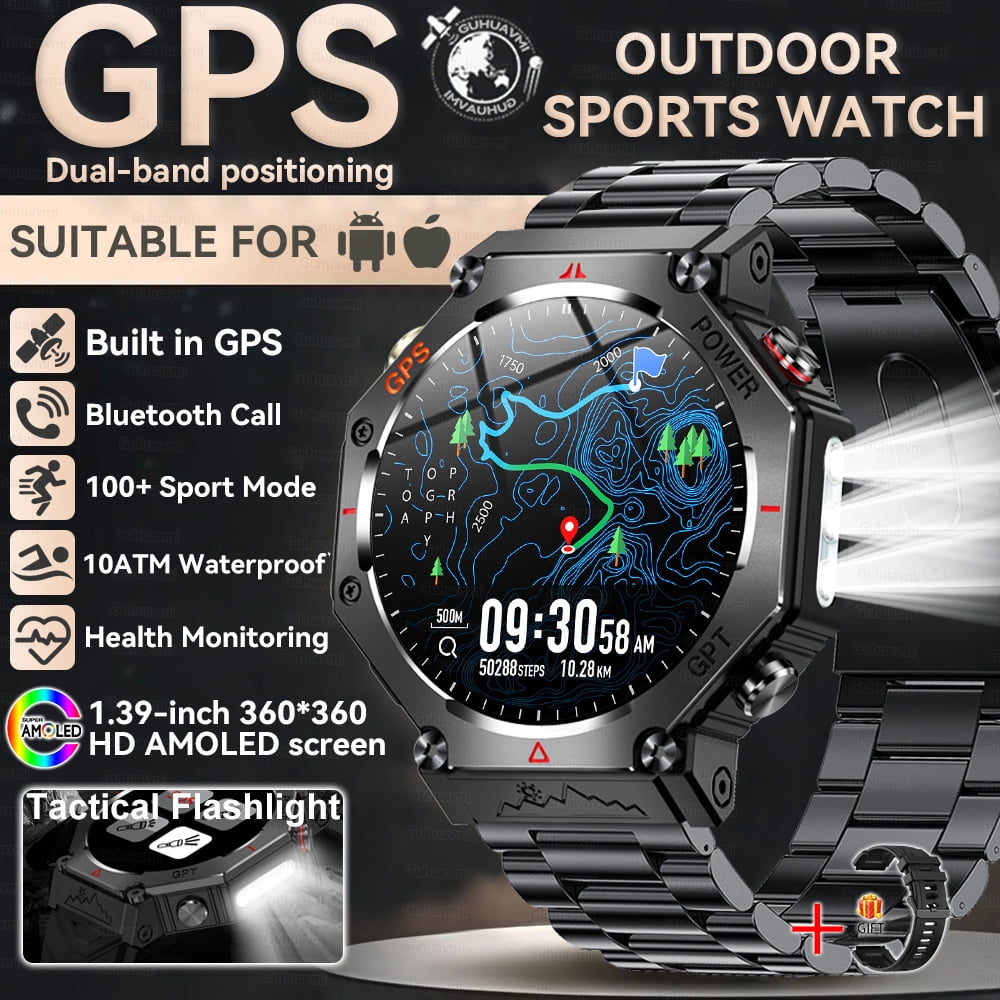 New T-Rex 3 Ultra GPS Smart Watch Men 10ATM IP68 Waterproof Built-in Dual-band GNSS Compass Military Sport Smart Watch