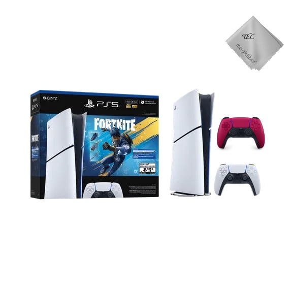 New TEC PS_5 Slim Digital Edition 825GB Gaming Console – Fortnite Flowering Chaos Bundle Included Extra Red Controller