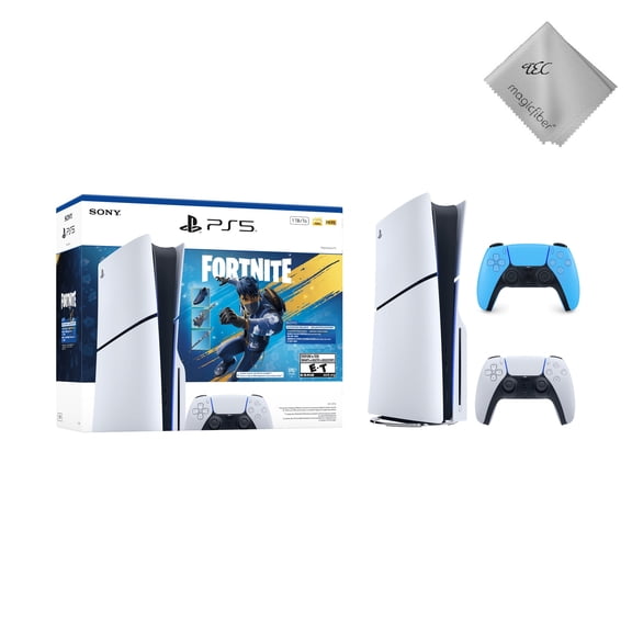 New TEC PS_5 Slim Disc Edition 1TB Gaming Console– Fortnite Flowering Chaos Bundle Included Extra Blue Controller