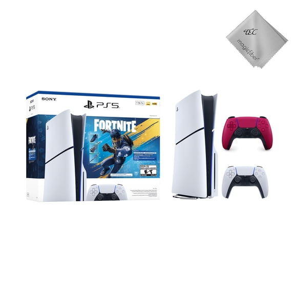 New TEC PS_5 Slim Disc Edition 1TB Gaming Console– Fortnite Flowering Chaos Bundle Included Extra Red Controller