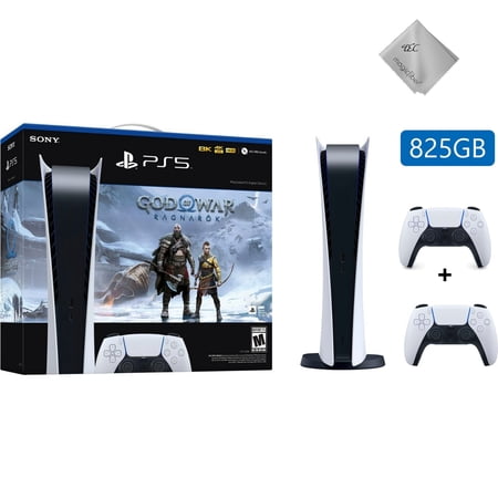 New TEC Sony PlayStation_5 Digital Edition (PS_5) – God of War Ragnarök Bundle + Extra Controller – 825GB SSD, 4K UHD, DualSense Wireless (x2), All-Digital Console