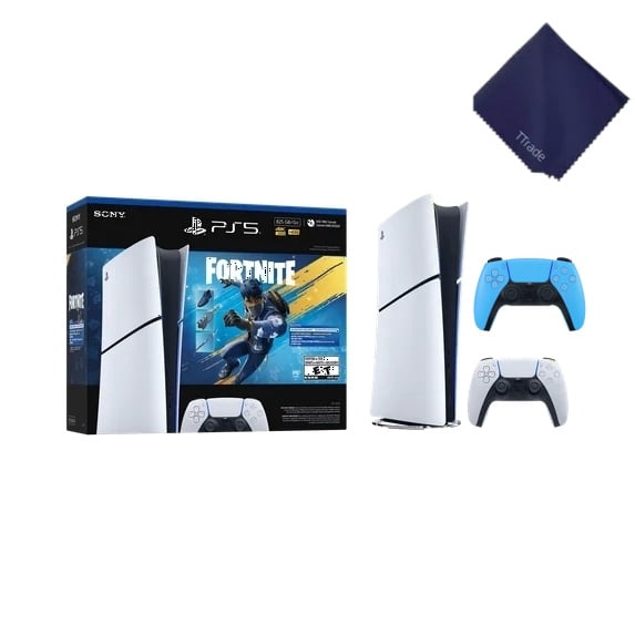 New TTrade PS_5 Slim Digital Edition 825GB Gaming Console – Fortnite Flowering Chaos Bundle Included Extra Blue Controller