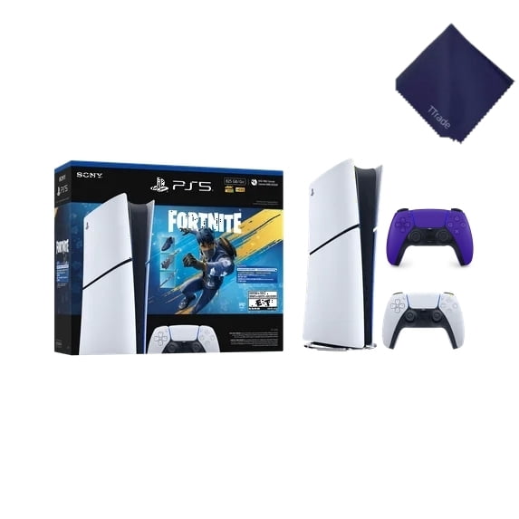 New TTrade PS_5 Slim Digital Edition 825GB Gaming Console – Fortnite Flowering Chaos Bundle Included Extra Purple Controller
