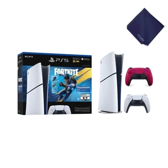 New TTrade PS_5 Slim Digital Edition 825GB Gaming Console – Fortnite Flowering Chaos Bundle Included Extra Red Controller