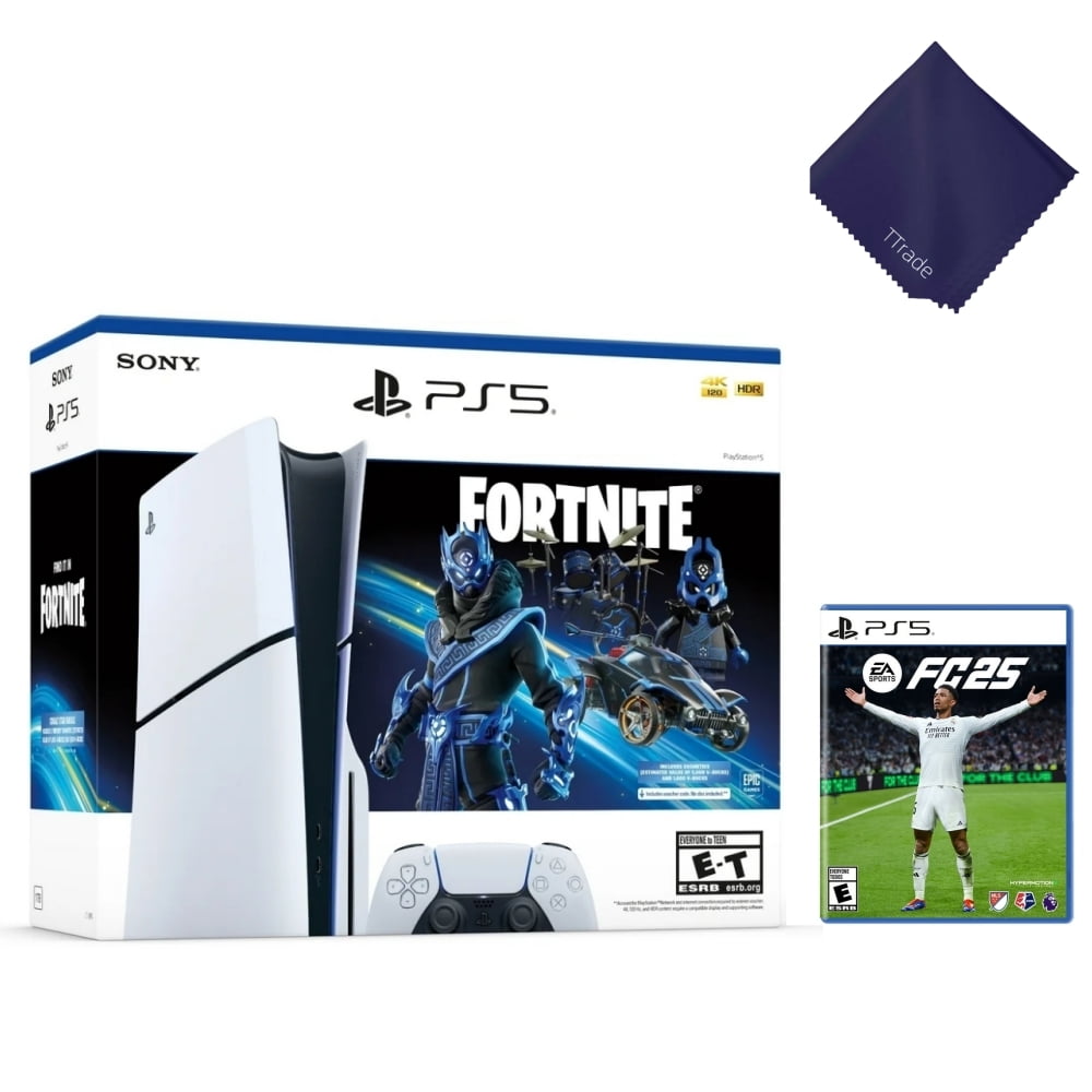 New TTrade PS_5 Slim Disc Edition 1TB - Fortnite Cobalt Star & EA Sports FC 25 Bundle - 4K UHD, DualSense Wireless Controller - 2 Hit Games Included