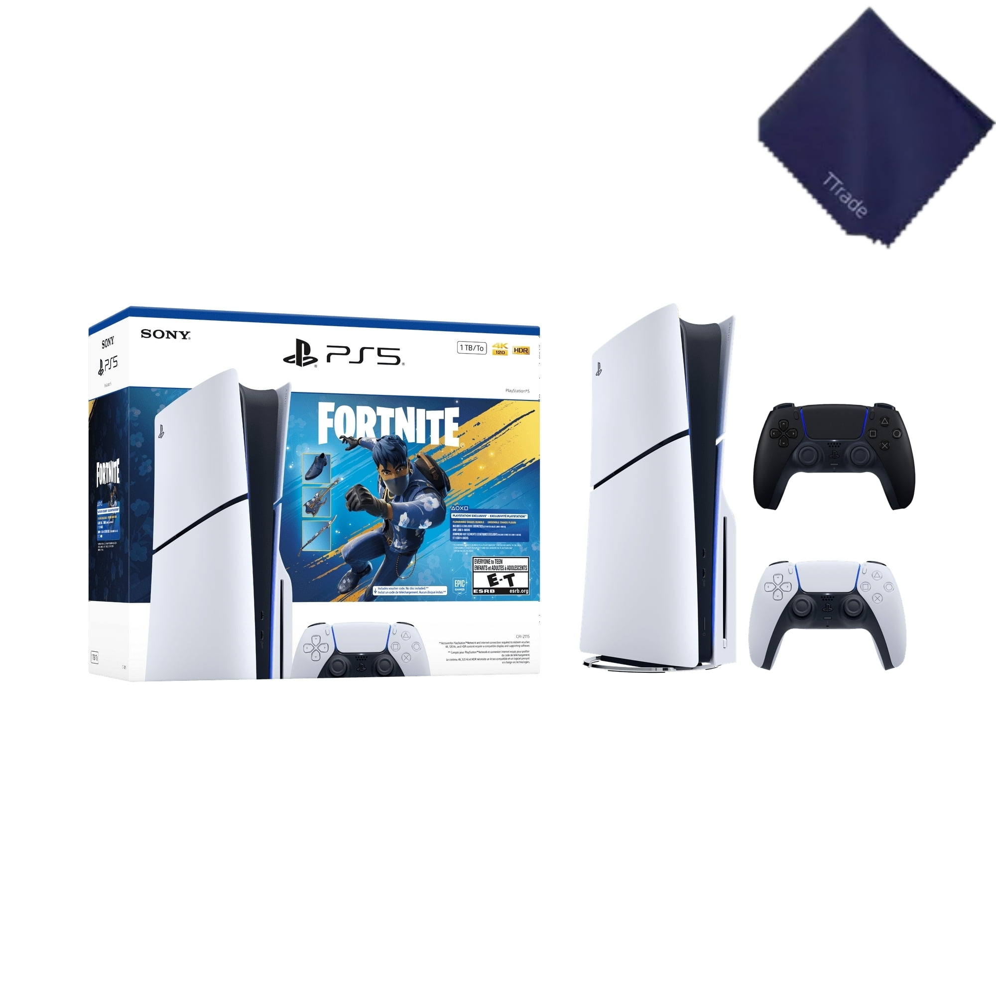 New TTrade PS_5 Slim Disc Edition 1TB Gaming Console – Fortnite Flowering Chaos Bundle Included Extra Black Controller