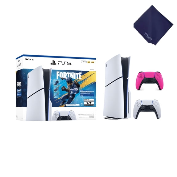 New TTrade PS_5 Slim Disc Edition 1TB Gaming Console – Fortnite Flowering Chaos Bundle Included Extra Pink Controller