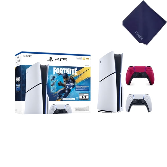 New TTrade PS_5 Slim Disc Edition 1TB Gaming Console – Fortnite Flowering Chaos Bundle Included Extra Red Controller