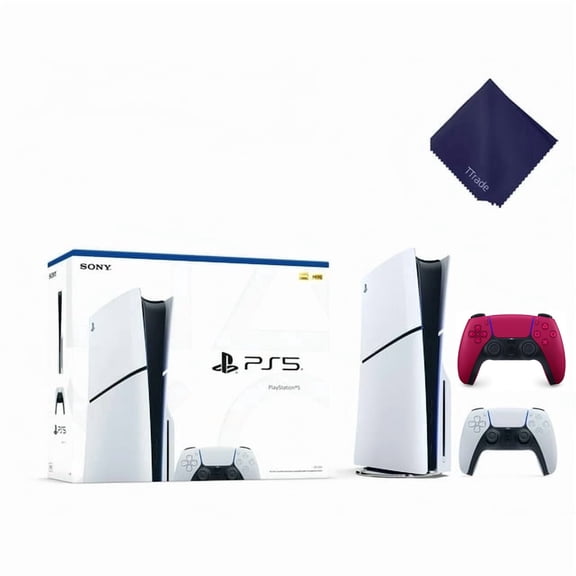 New TTrade PS_5 Slim Disc Edition 1TB Gaming Console Included Extra Red Controller