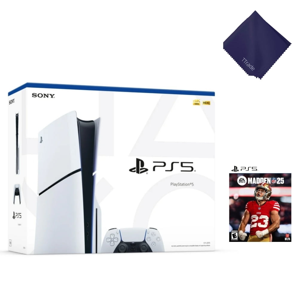 New TTrade PlayStation_5 Slim Console (PS_5) - Madden NFL 25 Bundle - Disc Version with 1TB SSD, 4K UHD/120Hz Gaming & DualSense Wireless Controller