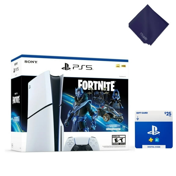 New TTrade PlayStation_5 Slim (PS_5) Disc Edition Console (2025) - 1TB SSD - Fortnite Cobalt Star Bundle w/ 1,000 V-Bucks + PSN 25 Gift Card(Digital Code)- 4K/120Hz, Ray Tracing