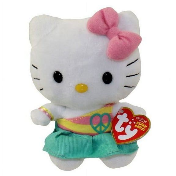 New TY Beanie Baby  HELLO KITTY (PEACE DRESS AQUA 5.5 " Plush