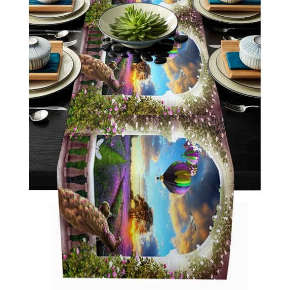 New Tablecloth Flag Lavender Plant Flowers Table Runner Shoes Cabinet Cover Cloth Linen Bed Runner Table Cloth