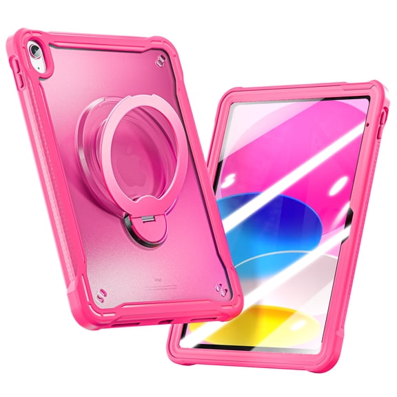 New Tablet Case For Apple iPad 11th(A16)2025 , Shockproof 360° Rotating Hand Grip Stand Crossbody Strap Cover Built-in Screen Protector,Rose
