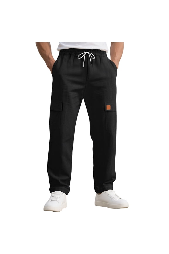 New Tactical Work Pants Men Drawstring Cotton Track Pant Straight Loose Button Pockets Cargo Pants Autumn New Straight Sweatpants Casual Cargo Trousers Work Pants