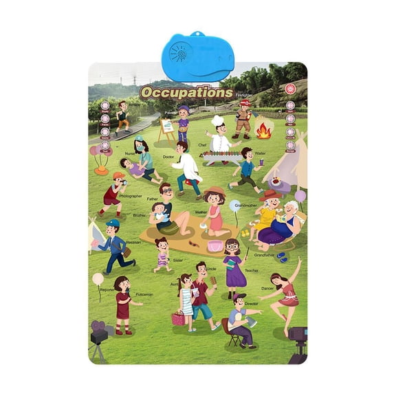 New Talking Wall Chart for Kids 鈥?English & Spanish Learning Poster with Sounds,Interactive Alphabet Wall Chart,Interactive Songs,ABCs,Numbers,Animal Words & Piano,Touch to Learn,Letter Sounds