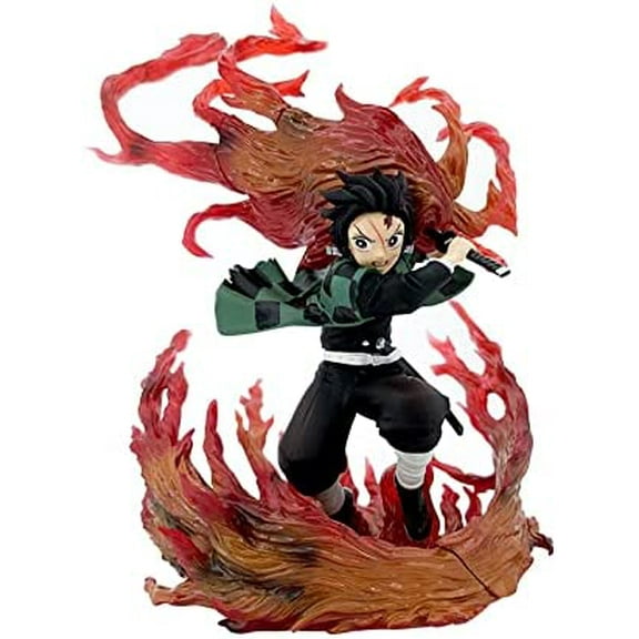 New Tanjiro Kamado, Tanjiro 22cm/8.7inch Fire Breathing Skill Shinjuro Rengoku Cartoon Statues PVC Ornaments