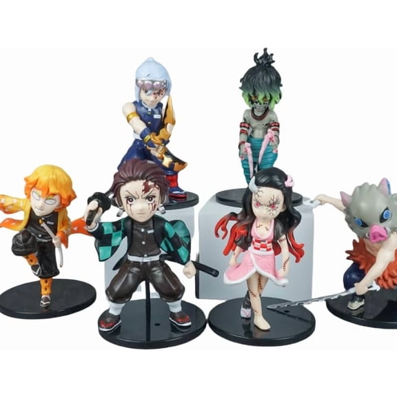 New Tanjirou Nezuko Figure Inosuke Hashira Figure Zenitsu Agatsuma Figure Six Figurine 13cm/5.1inch Handmade PVC Game Character Craft Gift