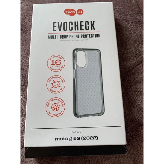 New Tech21 EvoCheck Phone Protection Case for Moto G 5G ('22) -Smoky Black