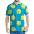 thumbnail image 1 of New Tennis Ball Racket Graphic Polo Shirt Men 3d Printed Tshirt Tops Summer Overd Short Sleeves Casual Button Tee Shirts, 1 of 5