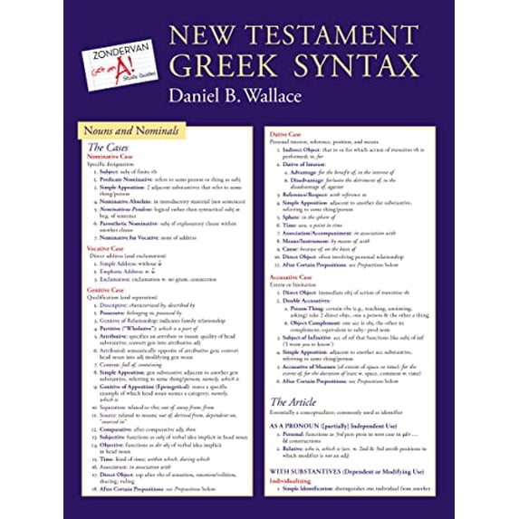 Pre-Owned New Testament Greek Syntax Laminated Sheet (Zondervan Get an A! Study Guides), 9780310292081, 0310292085, Paperback, Bilingual edition
