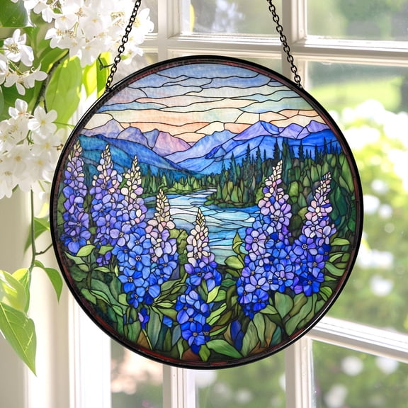 New Texas Bluebonnet Stained Glass,Blue flowers Window Hanging,Texas State Flower Suncatcher, Wildflowers Decor,Mothers Day Gift For Mom Grandma