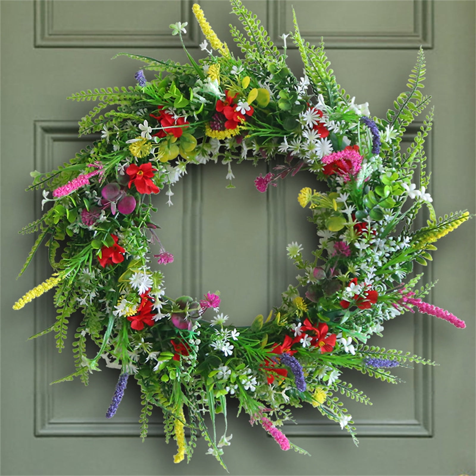 New Texas Wildflower Wreath Wall Hanging Spring Flower Rattan Circle