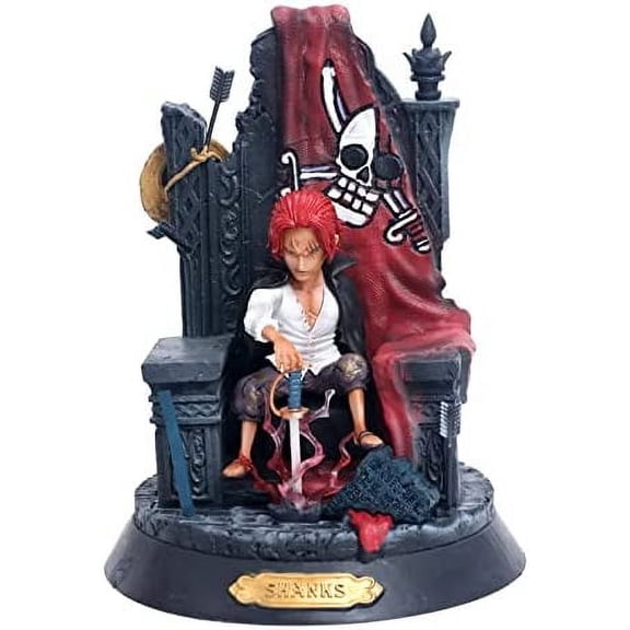 New The Four Emperors,Red-Haired Shanks Statue 24cm/9.4inch Seat Pose Cartoon Anime Collection