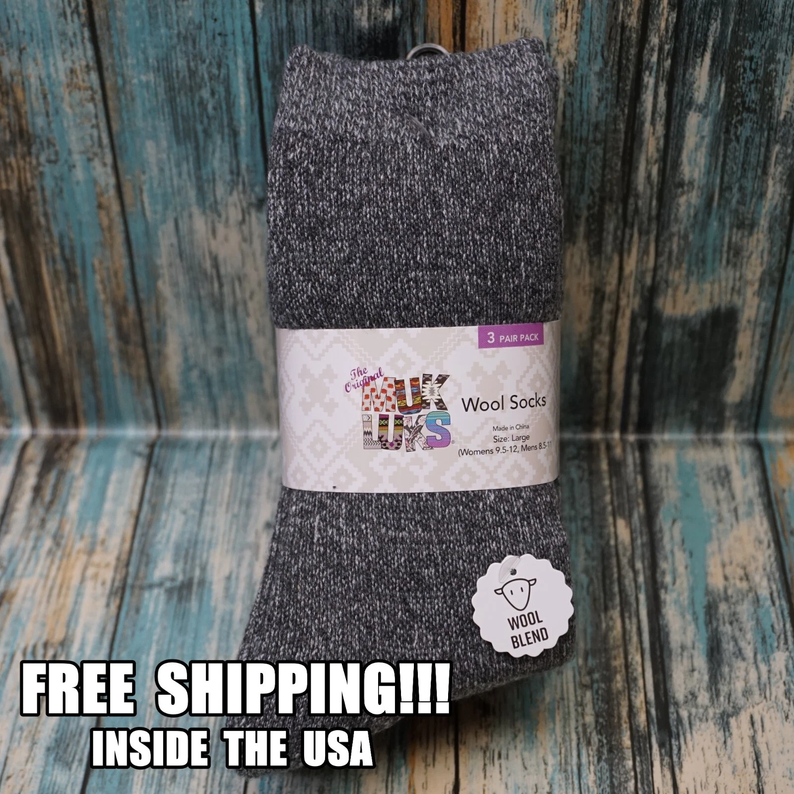 FORGE New! The Original Muk Luks Wool Socks! Gray Size Large #441