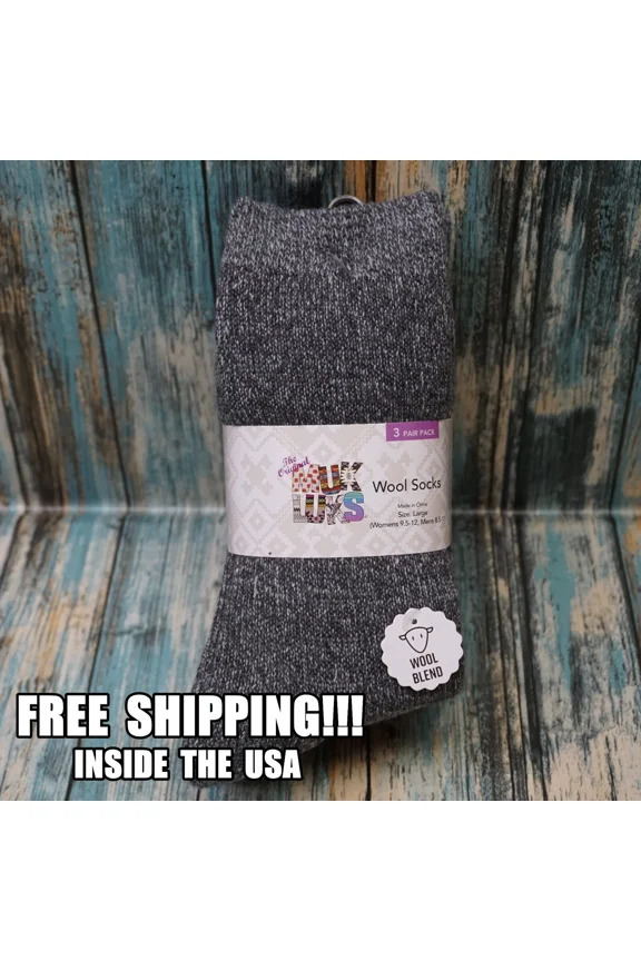 New! The Original Muk Luks Wool Socks! Gray Size Large #441