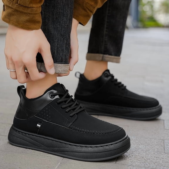 New Thick-soled and Fleece-lined Casual Sneakers | Versatile, Trendy Outdoor Shoes for All Occasions, Low Top, Solid Color, Perfect for Both Men and Women