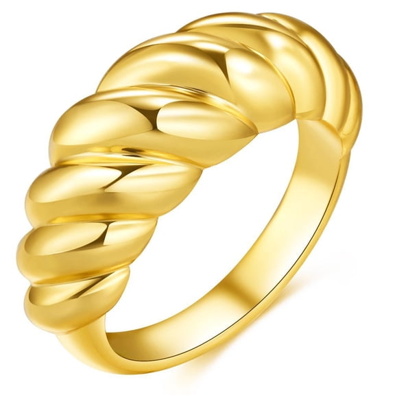 Women Real Gold Plated Copper Ring Thread Twist European Geometric Design Jewelry Individually Packaged Trendy