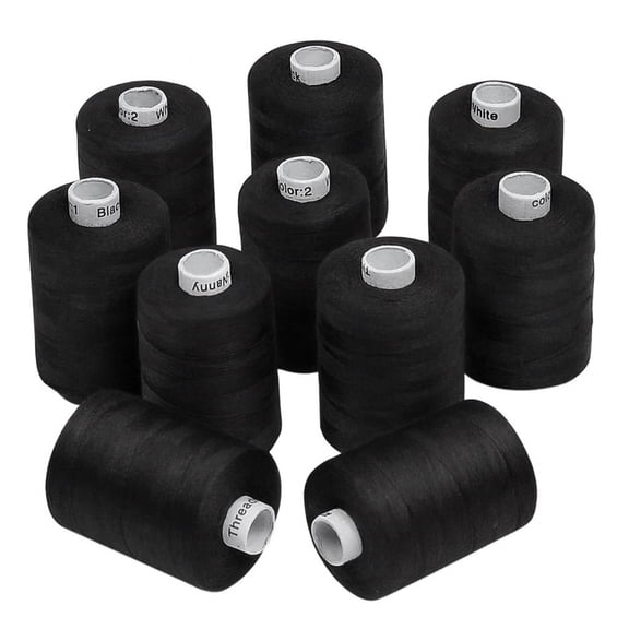 ThreadNanny Black 3-PLY Polyester Sewing Thread, 1000 Yds, 10 Pieces