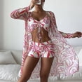 thumbnail image 1 of Sexy 3 Pieces Suit Beachwear 2024 New Women's Swimsuit High Waist Drawstring Bikini Set with Long Sleeve Cover Up Print Swimwear (Style 6,XL), 1 of 7